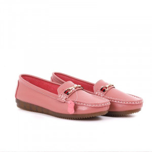 Pantofi din piele naturală cod 301 Roz - Pantofi roz pentru dame din piele naturală cu talpă flexibilă - Deppo.ro