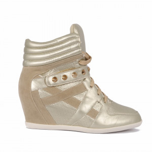 Pantofi sport tip sneakers damă cod YLG5579 gold - Pantofi sport tip sneakers din piele ecologică cu talpă cu platformă si un calapod comod - Deppo.ro
