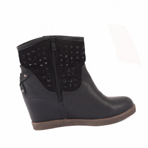 Botine cod 8587 Negre - Botine din piele ecologică întoarsă cu platformă și decorate cu franjuri si blăniță, botinele sunt ușor îmblănite la interior și foarte confortabile la purtare datorită calapodului comod - Deppo.ro