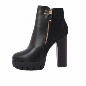 Botine cod A10074 Negre - Botine din piele ecologică cu toc înalt - Deppo.ro