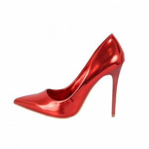 Pantofi cu toc cod 9827319 Roși - Pantofi roşii cu vârf ascuţit şi toc subţire din piele ecologică, foarte confortabili cu un calapod comod - Deppo.ro