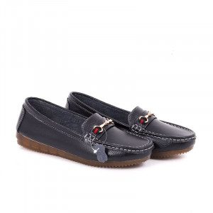 Pantofi din piele naturală cod 301 Negri - Pantofi negri pentru dame din piele naturală cu talpă flexibilă - Deppo.ro