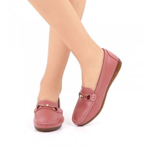 Pantofi din piele naturală cod 301 Roz - Pantofi roz pentru dame din piele naturală cu talpă flexibilă - Deppo.ro