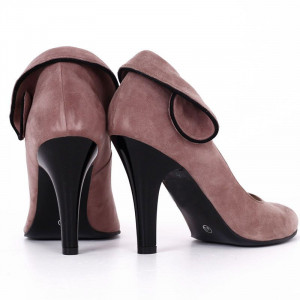 Pantofi din piele naturală cu toc cod RAX429 Purple - Pantofi din piele naturală întoarsă cu toc subțire și vârf ascuțit - Deppo.ro