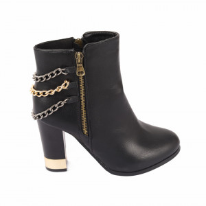 Botine Cierra Black - Botine din piele ecologică cu interior îmblănit - Deppo.ro