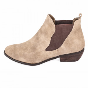 Botine Clover Bej - Produs din piele ecologică întoarsă foarte confortabile cu bandă elastică la gleznă - Deppo.ro