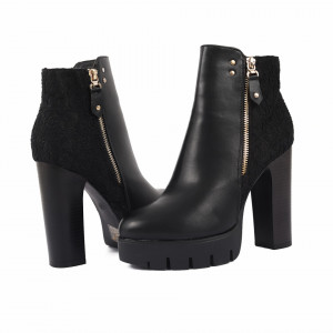 Botine cod A10074 Negre - Botine din piele ecologică cu toc înalt - Deppo.ro