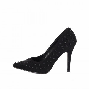 Pantofi cu toc cod 5C0090 Negri - Pantofi cu toc ascuțit din piele ecologică întoarsă - Deppo.ro