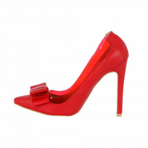 Pantofi cu toc cod FNA120112 Roși - Pantofi roşii cu vârf ascuțit din piele ecologică, foarte confortabili cu un calapod comod - Deppo.ro