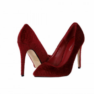 Pantofi cu toc cod MG12165A Roși - Pantofi din piele ecologică, cu vârf ascuţit şi toc subţire, foarte confortabili cu un calapod comod - Deppo.ro