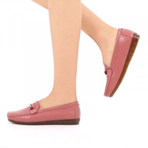 Pantofi din piele naturală cod 301 Roz - Pantofi roz pentru dame din piele naturală cu talpă flexibilă - Deppo.ro