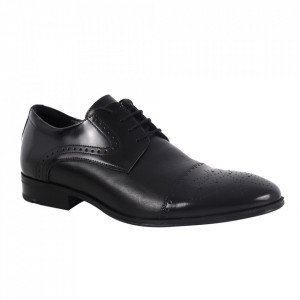 Pantofi din piele naturală pentru bărbați cod 529 Negru - Pantofi pentru bărbați, foarte comozi. - Deppo.ro
