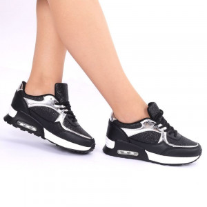 Pantofi Sport Ace Black - Pantofi sport albi din material textil respirabil cu vârf rotund și talpă din silicon flexibilă si confortabilă - Deppo.ro
