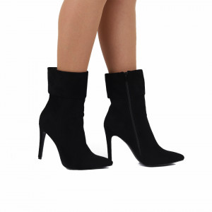 Botine cod JH88NX Negre - Botine din piele ecologică întoarsă, interior căptușit şi închidere cu fermoar - Deppo.ro