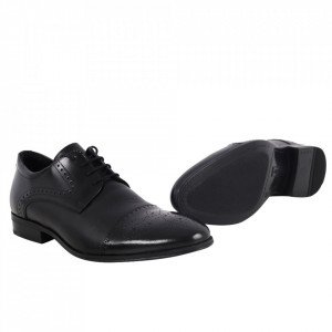 Pantofi din piele naturală pentru bărbați cod 529 Negru - Pantofi pentru bărbați, foarte comozi. - Deppo.ro