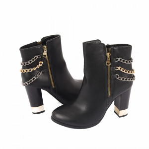 Botine Cierra Black - Botine din piele ecologică cu interior îmblănit - Deppo.ro