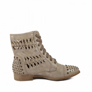 Ghete pentru dame cod 11S8737 Bej - Ghete din piele ecologică cu un model în stil texan - Deppo.ro