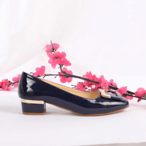 Pantofi cu toc cod AI28602 Navy - Pantofi cu toc gros din piele ecologică, foarte confortabili potriviți pentru birou sau evenimente speciale. - Deppo.ro