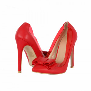 Pantofi cu toc cod FNA120112 Roși - Pantofi roşii cu vârf ascuțit din piele ecologică, foarte confortabili cu un calapod comod - Deppo.ro