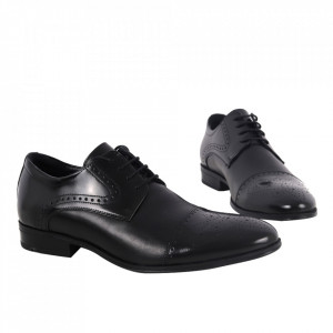 Pantofi din piele naturală pentru bărbați cod 529 Negru - Pantofi pentru bărbați, foarte comozi. - Deppo.ro