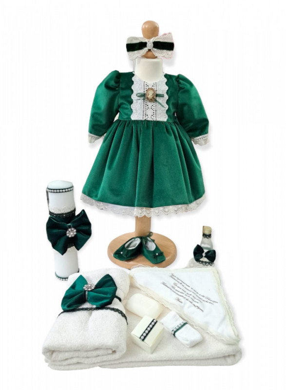 Set Botez Fetita. Rochie, Trusou si Lumanare