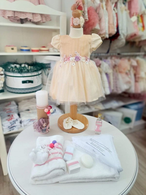 Set Botez Fetita. Rochie, Trusou si Lumanare