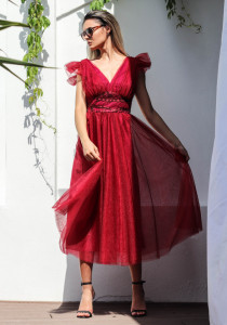 Rochie Moze Bordo din Tul