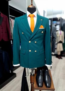 Sacou Barbati Slim Fit Cu Doua Randuri De Nasturi