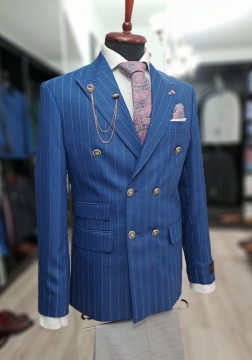 Sacou Barbati Slim Fit Cu Doua Randuri De Nasturi