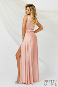 Rochie Rose lunga de ocazie fara maneca Pretty Girl