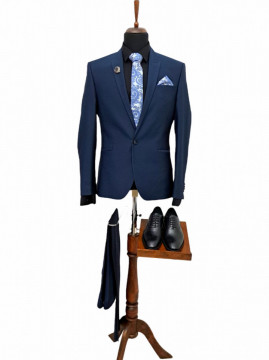 Costum Barbati Slim Bleumarin