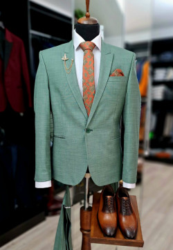 Costum Barbati Slim Verde
