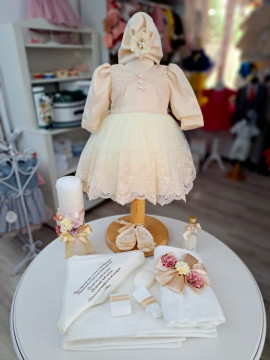 Set Botez Fetita. Rochie, Trusou si Lumanare
