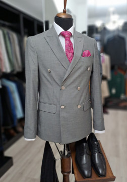 Sacou Barbati Slim Fit Cu Doua Randuri De Nasturi