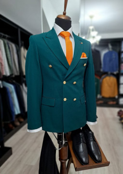 Sacou Barbati Slim Fit Cu Doua Randuri De Nasturi