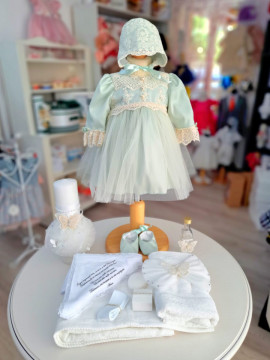 Set Botez Fetita. Rochie, Trusou si Lumanare