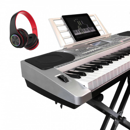 Orga electronica XY335 + Casti Bluetooth + Suport dublu X, 61 clape Claviatura TouchSensitive, USB MIDI