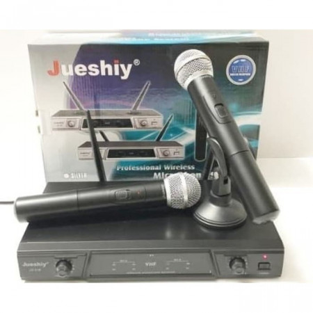 Set de 2 microfoane wireless VHF Jueshiy Dual pentru sala conferinte, karaoke, club
