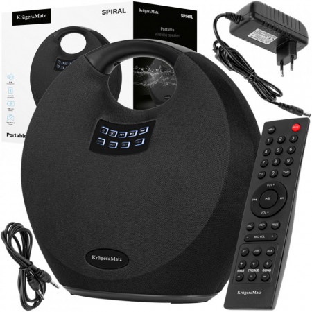 Boxa Wireless Bluetooth 36W Kruger&Matz Spiral, Rezistenta la apa IPX4, Acumulator 7 ore, Telecomanda, Difuzor, Speaker