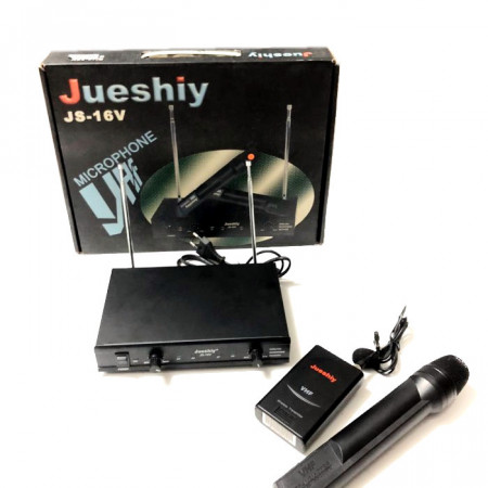 Lavaliera wireless + Microfon clasic, Receptor VHF cu reglaj volum, Jueshiy Dual pentru sala conferinte, karaoke, club
