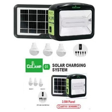 Set solar, Panou fotovoltaic cu 2 becuri LED, Laterna Powerbank, CL-01