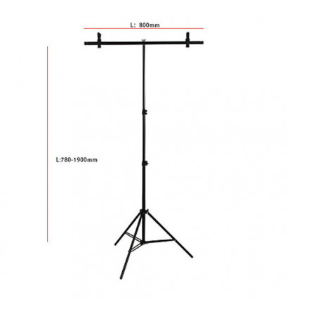 Stativ tip "T" reglabil 80-190 cm, max. 15kg, 2 cleme prindere, Pentru Lumini fundal, Blituri studio