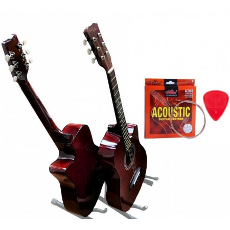 Chitara acustica grena 4/4 38" + 6 corzi metalice rezerva + Pana 0.71mm, Exersat Invatat Incepator