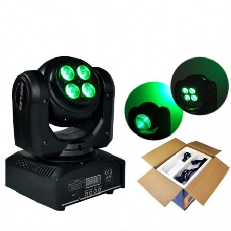 Moving head proiector dublu (fata-verso) 1x20W RGBW & 4x10W WASH LED, Aparat cu cap rotativ lumini scena club party disco
