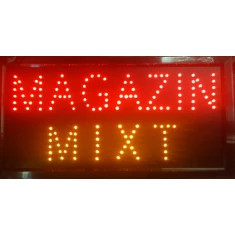 Panou luminos LED cu mesaj `MAGAZIN MIXT`, 50x25cm, Firma luminoasa geam market