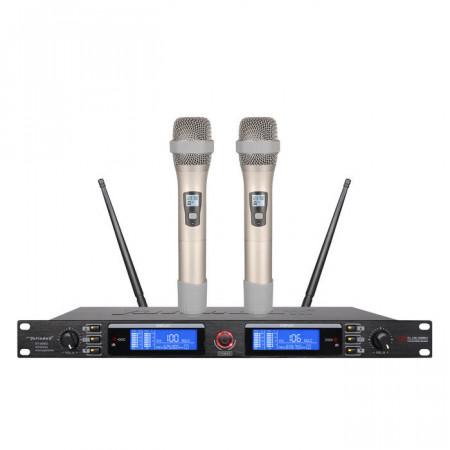 Set 2 Microfoane Wireless UHF, Display LCD, Profesional, Karaoke, ST-860D