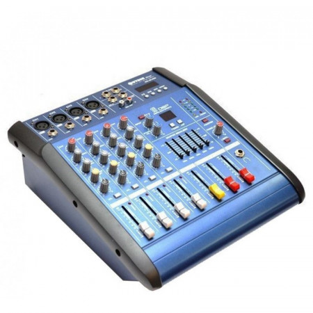 Mixer audio amplificat 2 x 100W, WG-4D USB, 4 canale, Egalizator, consola DJ