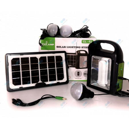 Kit solar CL-02, Lanterna dubla si 3 becuri LED, Powerbank, Panou fotovoltaic 4W