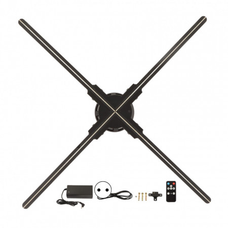 Reclama luminoasa tip ventilator holografic 3D LED cu 4 palete, imagine 60cm
