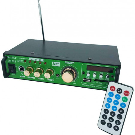Amplificator boxe pasive BT680 Bluetooth, Statie karaoke cu USB, Radio, Mufa microfon profesional, Display